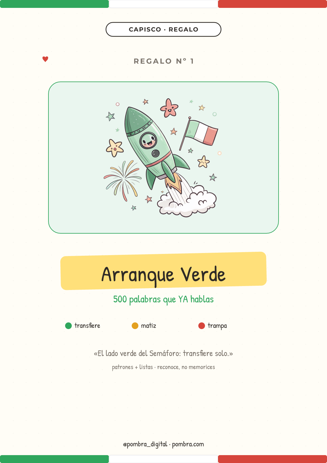 Mini-portada del bonus: Arranque Verde: 500 Palabras de Italiano que ya Hablas