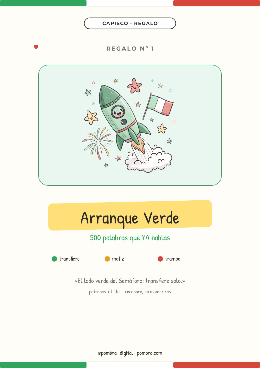 Mini-portada del bonus: Arranque Verde: 500 Palabras de Italiano que ya Hablas