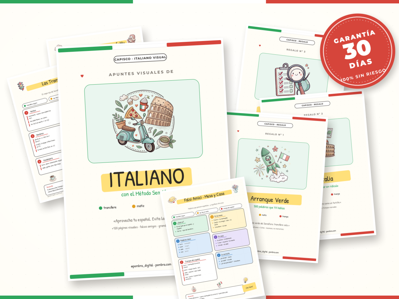 Mockup principal (héroe visual): página abierta a dos columnas Español | Italiano con el código semáforo aplicado. Reaparece en stack/pricing/cierre.